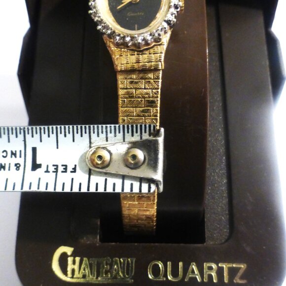 Chateau Quartz WATCH Woman's Watch Woman's Vintage Watch Gold Tone Metal Band - Picture 10 of 12